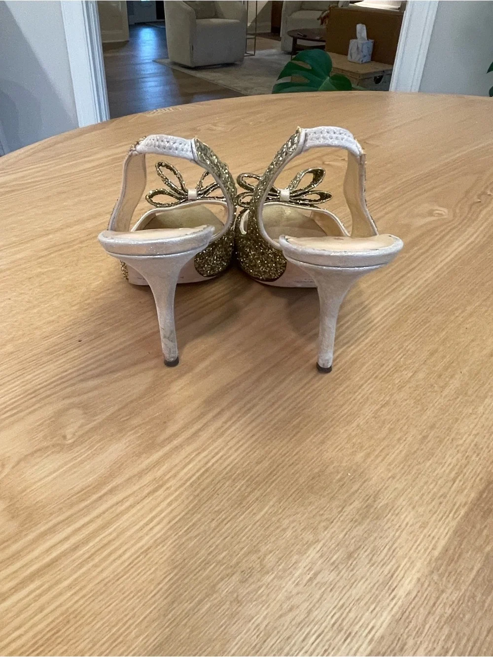 kate spade Charm Multi Platinum Glitter Gold Liquid Slingback Sandal 10B